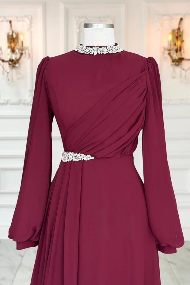 Peri Abiye Elbise Bordo - 3