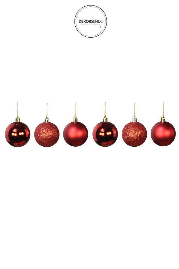 Christmas Tree Ball Set of 6 Red 6 cm
