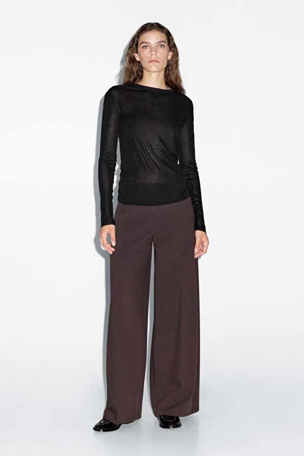 Uzun kollu hafif regular fit t-shirt - 1