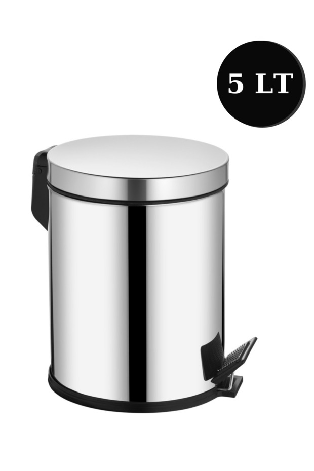 5 Liter Trash Can Metal Stainless Steel Pedal Waste Bin Toilet Bathroom Balcony Kitchen