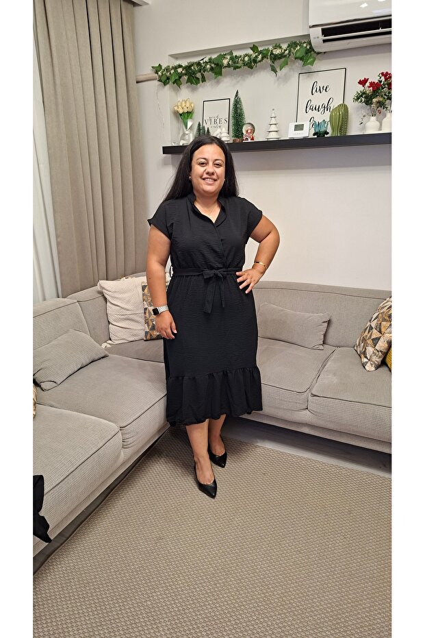 Hakim Yaka Siyah Elbise - 3