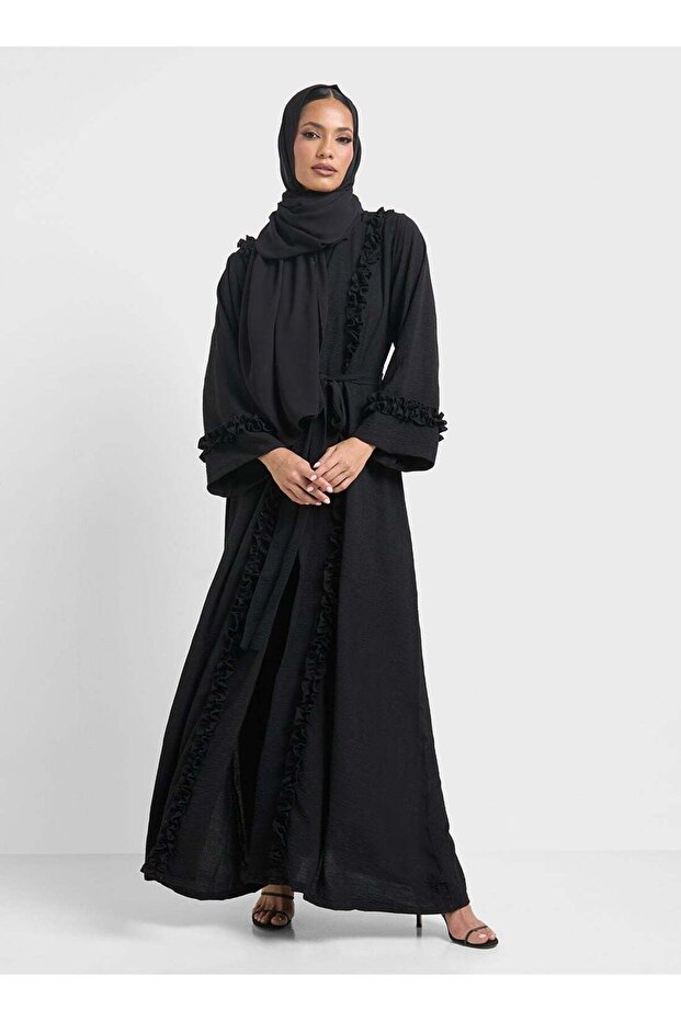 Abaya With Ruffled Border & Sheila
