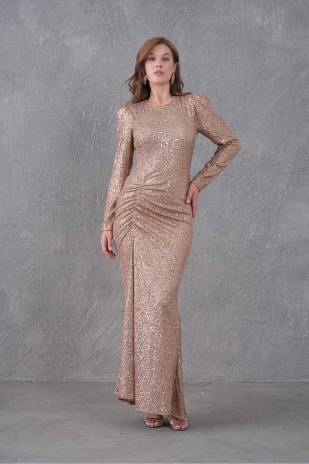 Rochie de seara lunga cu decolteu crew - 6