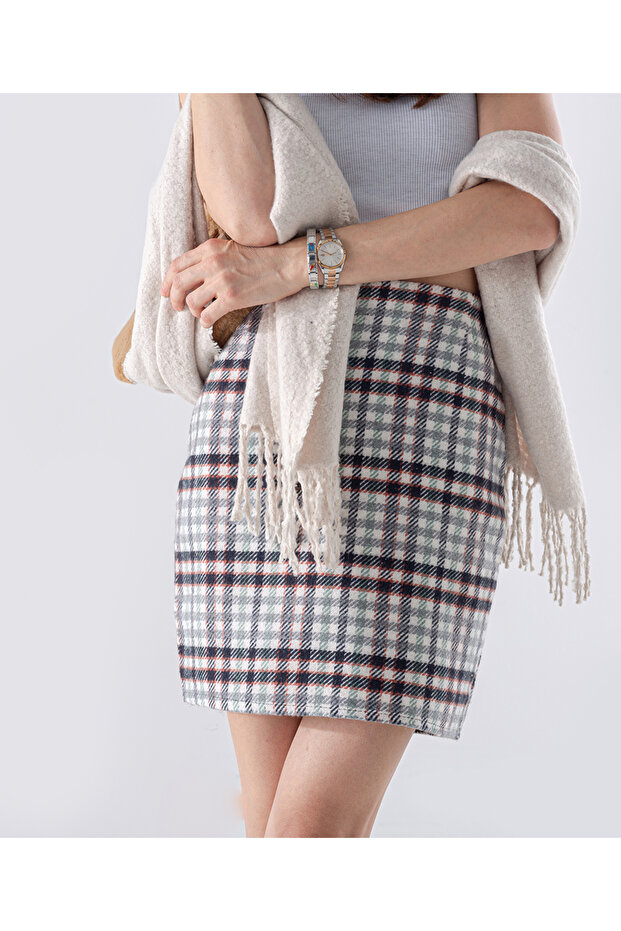 Oduncu Kumaş Mini Boy Dar Kalıp Etek - 3