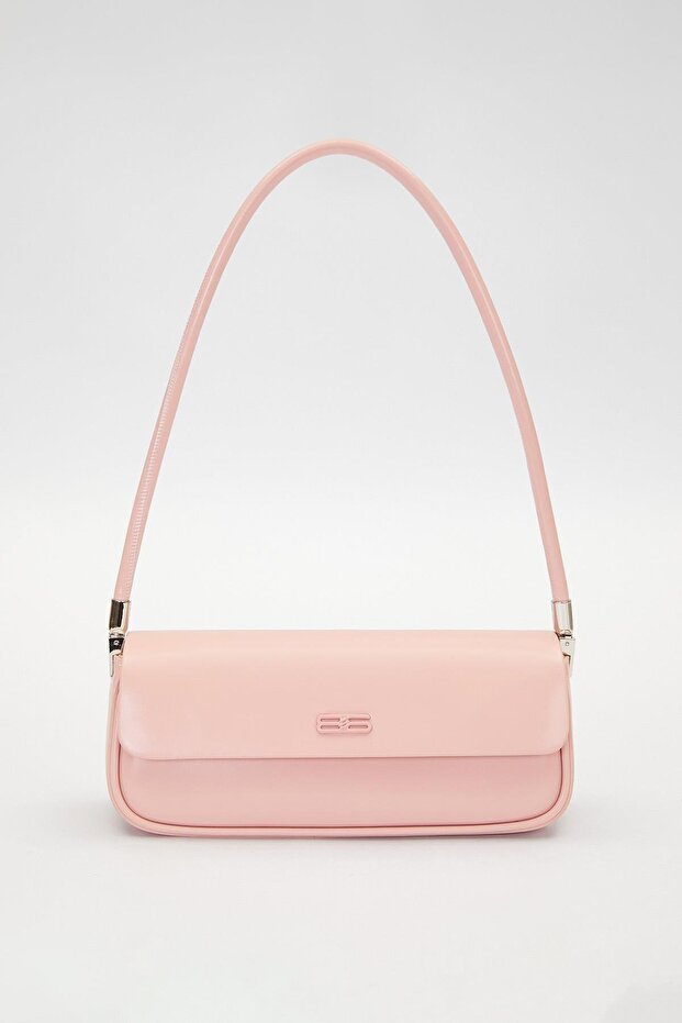 حقيبة كتف بحزام طويل باللون الوردي - 1