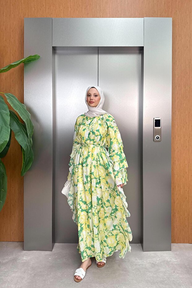 Kat Kat Modal Elbise - Sarı - 1