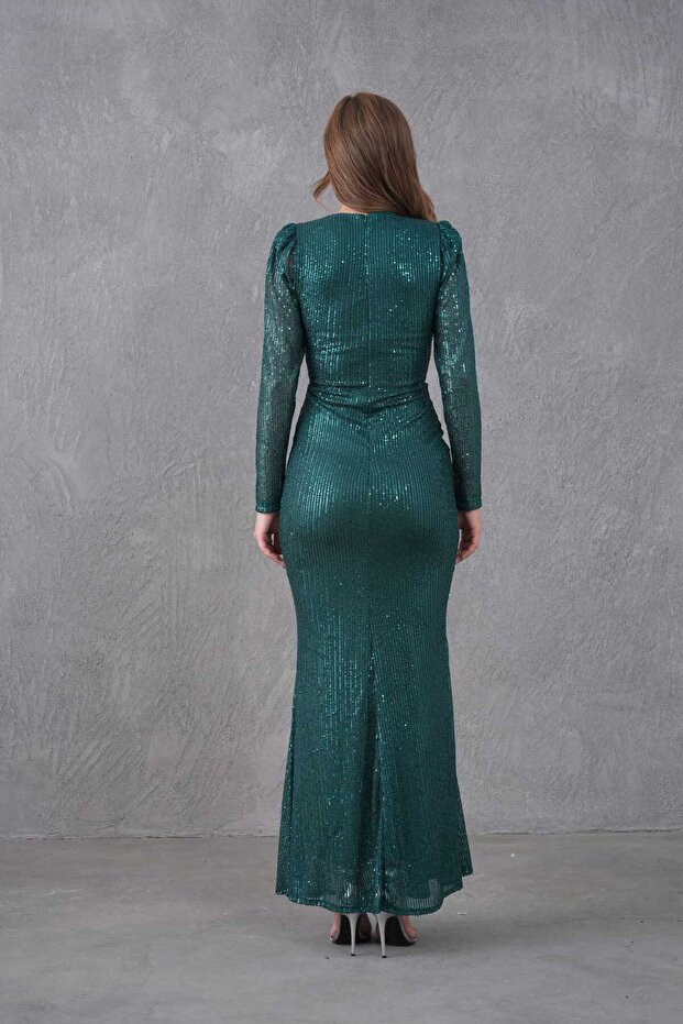 Rochie de seara lunga cu decolteu crew - 7