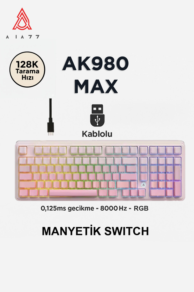 AK980 Max HE Manyetik Switch Klavye- 128K Tarama Hızı-0.125 MS Ultra Düşük Gecikme-8000 Hz - 1
