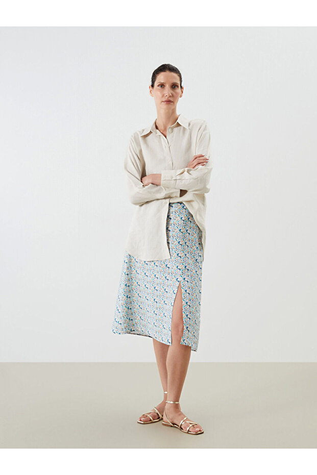 Original Elastic Waist Floral Slit Skirt