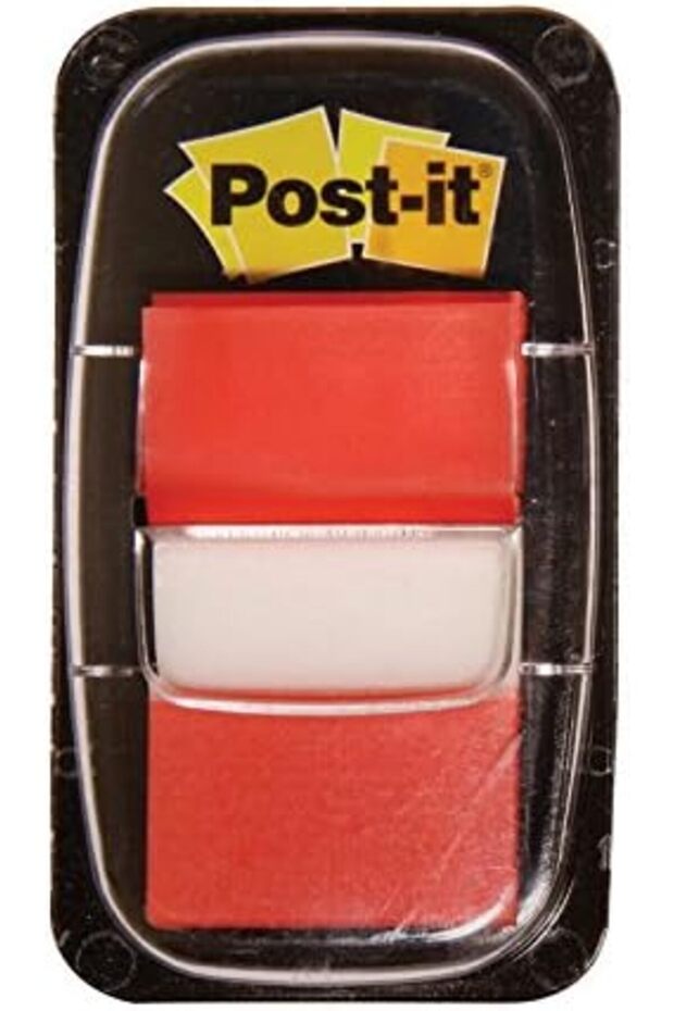 Flags 1" Dispenser 1 x 1.7 in (25.4 x 43.2 mm) Red Color, 50 flags/pack | Mark, Highlight, C - 6