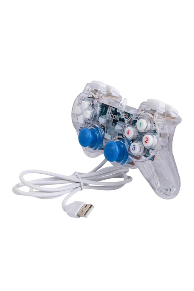 UCOM-704 Kablolu Double Shock Joypad Oyun Kolu Gamepad Şeffaf Işıklı - 3