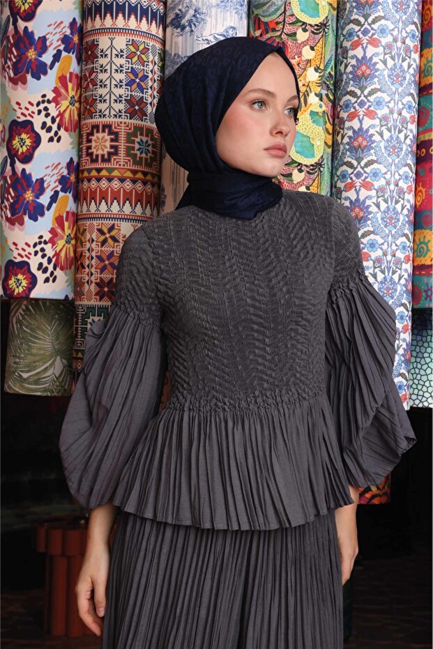 Leopard Pattern Shawl Navy Blue - 3
