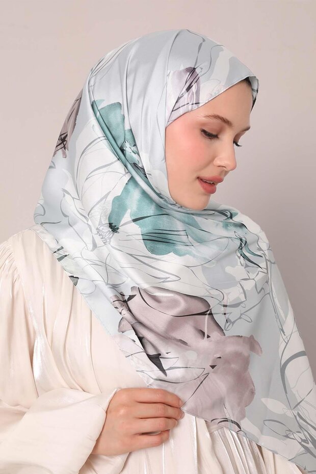 Seaweed Green Abstract Floral Pattern Twill Shawl
