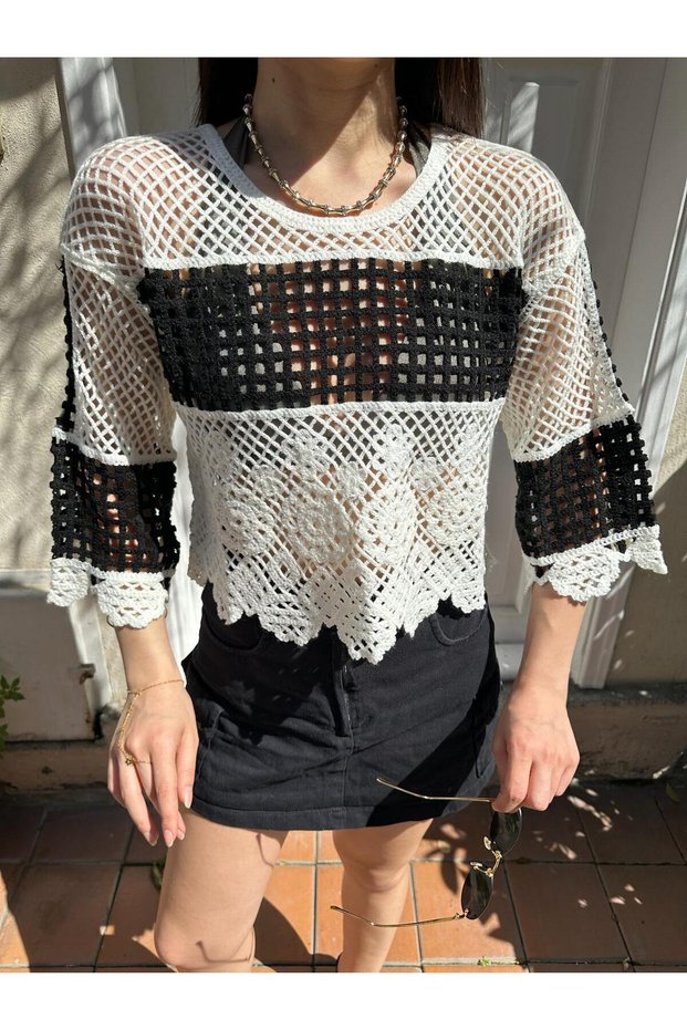 Women's Color Block Knitted Detailed Summer Top
