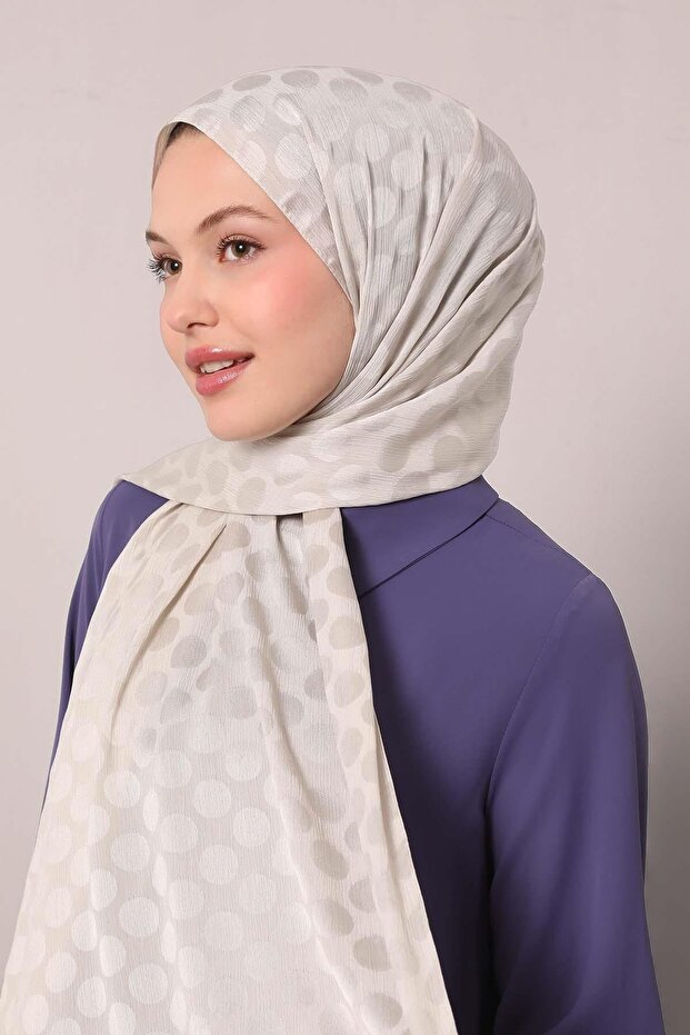 Light Beige Speckled Patterned Jacquard Capri Shawl