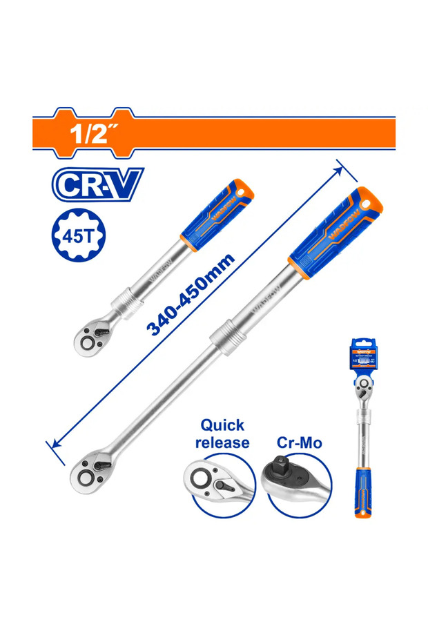 يد اتوماتيك ربل 1/2" مع يد سحاب 340–450مم WRW5212