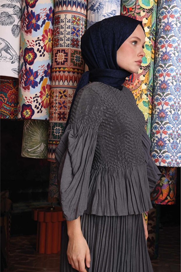 Leopard Pattern Shawl Navy Blue - 2