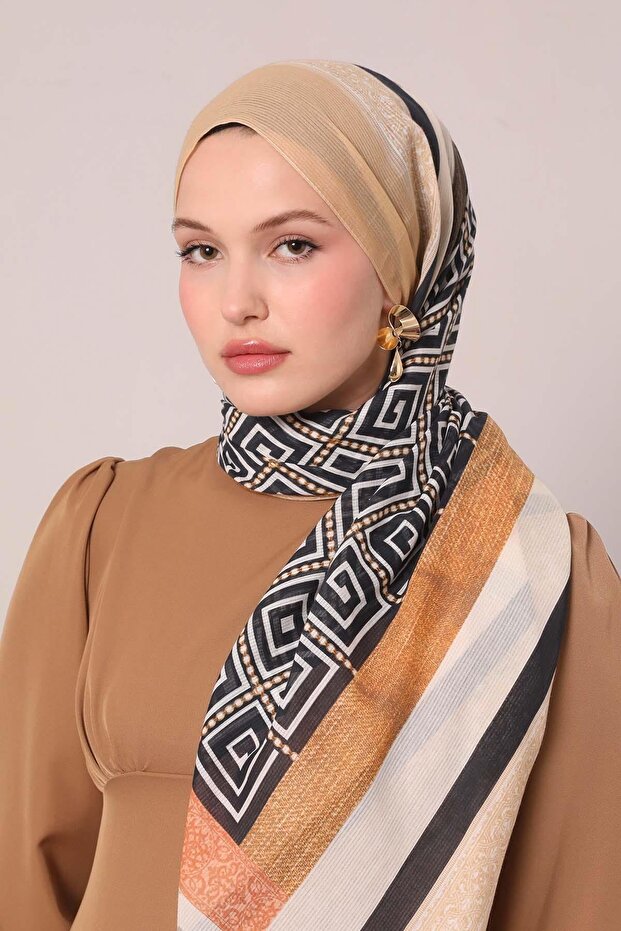 شال قطني بنمط نجمة السلمون - 1
