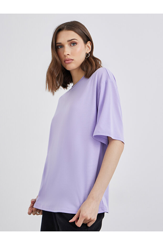 تي شيرت سادة برقبة دائرية وقصة عادية - 4