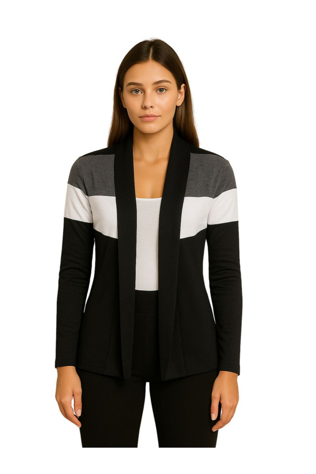 Color Block Open Front Shrug