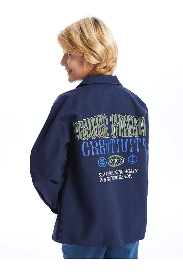 Lcw Kids Navy Blue Comfortable Fit Boys Shirt Jacket