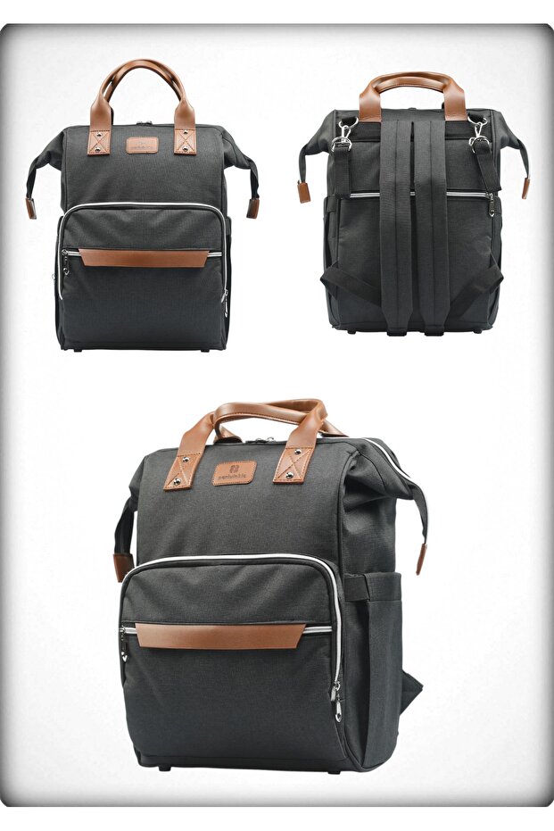 Luxury Leather Thermal Compartment Waterproof Stain Resistant Wipe-Clean Mom and Baby Care Backpack