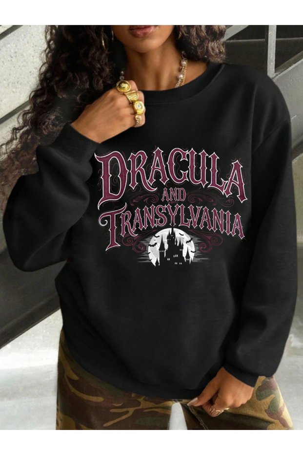 Unisex Women/Men Dracula Custom Printed Colorful Oversize Crew Neck Cotton Sweatshirt