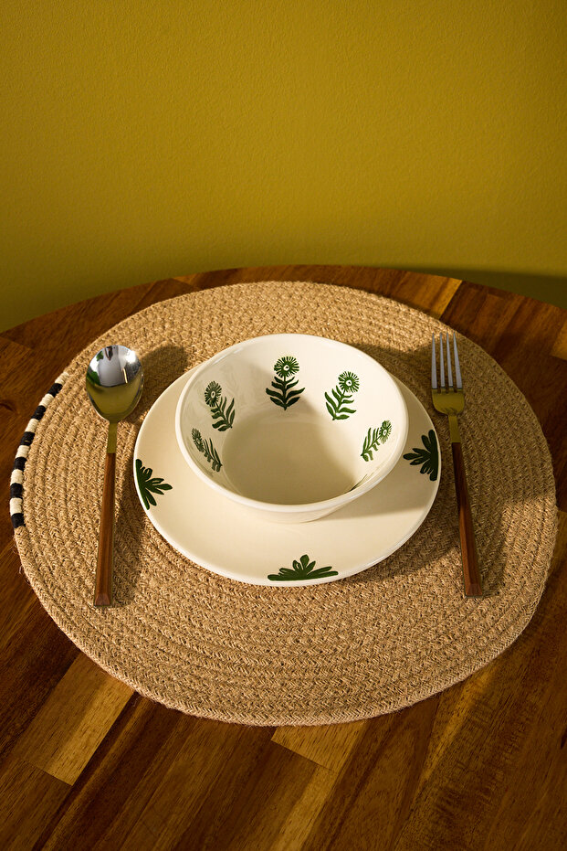4'lü Boho Çiçek Desenli Pasta Tabağı Seti TPHAW26TBK00004 - 1