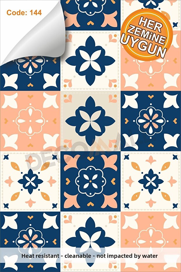 مقاوم للماء 100 × 100 سم أرضية المطبخ والحمام بلاط رخامي لاصق (مغلف)Code144