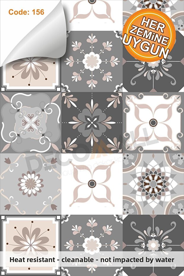 مقاوم للماء 100 × 100 سم أرضية المطبخ والحمام بلاط رخامي لاصق (مغلف)Code156