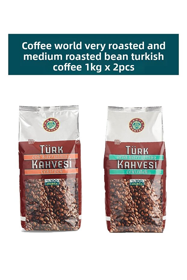 Coffee World Very Roasted and Medium Roasted Turkish Coffee 1 kg X 2 Pcs