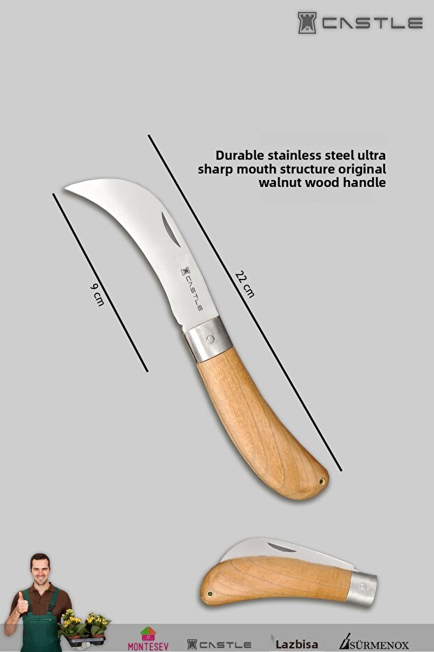 Castle Cst-18X Pruning Shears, Pruning Saw and Grafting Knife Blade Garden Set, Set of 3 - 5