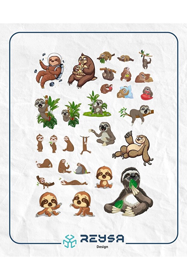 Lazy Animal Sticker Set 25 Pieces Phone, Tablet, Notebook, Laptop Sticker