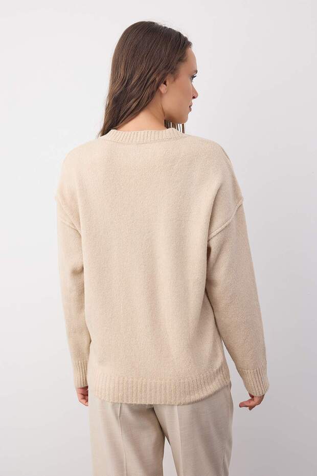 Wardrobe Essentials Taş Yünlü Premium İplikBasic Geniş Kalıp Triko Kazak | TWOAW26KZ00068 - 4