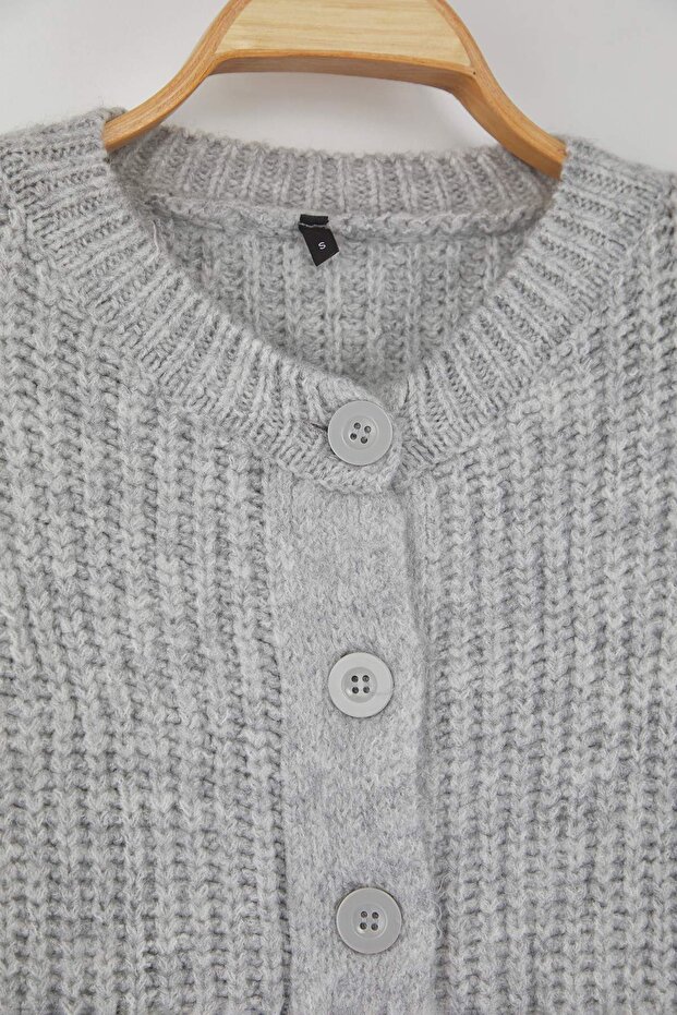 Wardrobe Essentials Gri Yumuşak Dokulu Basic Triko Hırka | TWOAW26HI00204 - 6