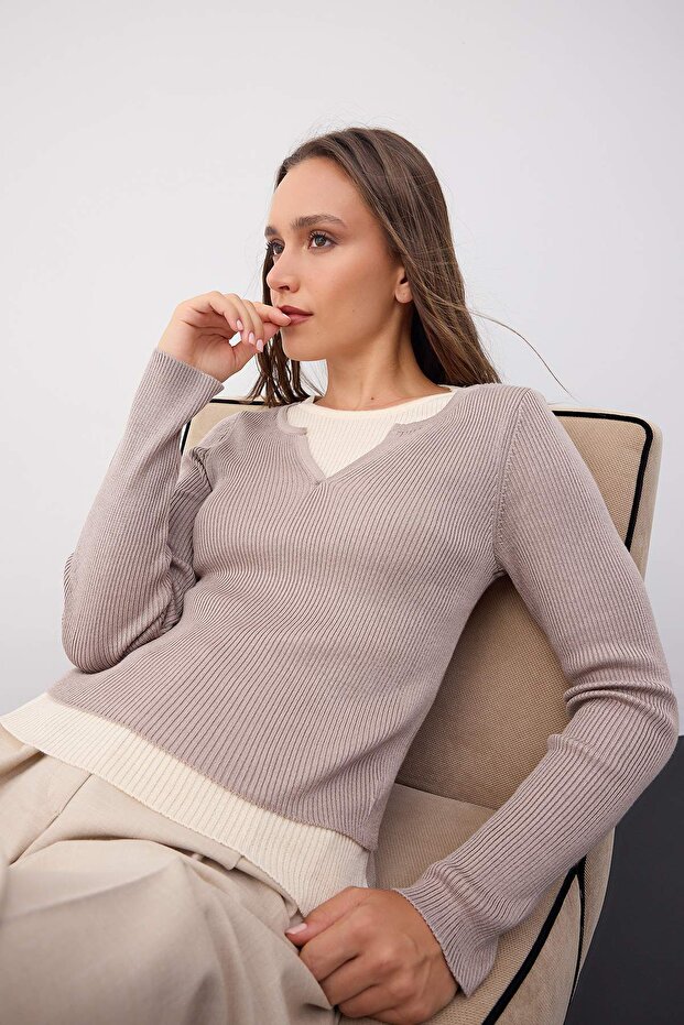 Wardrobe Essentials Beig Interlaced Strickbluse-Pullover | TWOAW26KZ00022 - 1