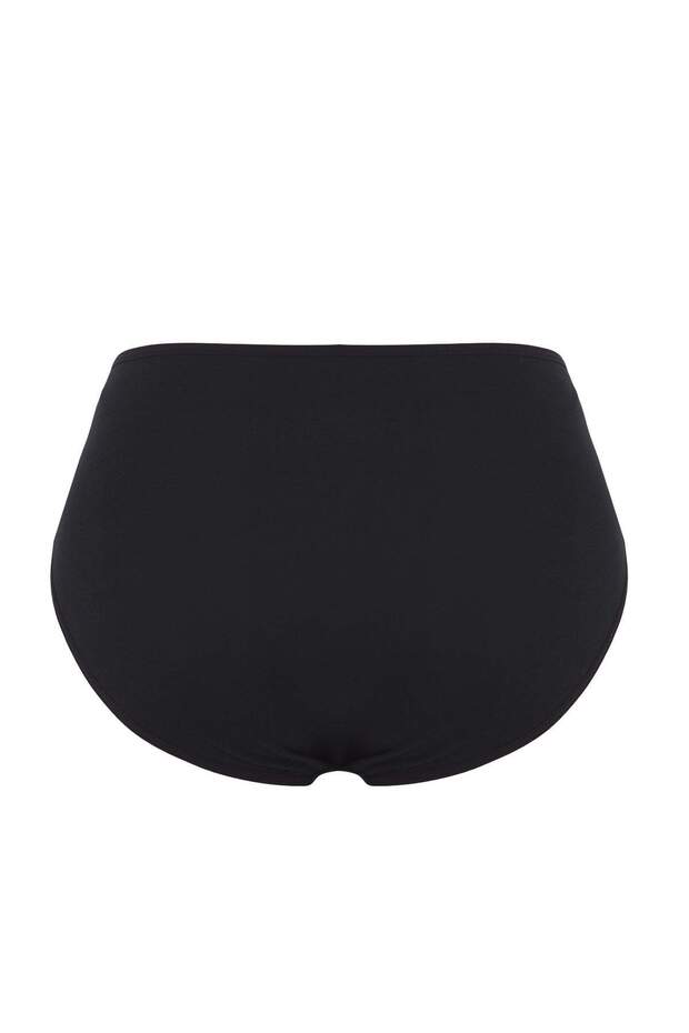 Siyah 5'li Paket Pamuklu Yüksek Bel Klasik Büyük Beden Külot TBBSS25CM00013 - 5