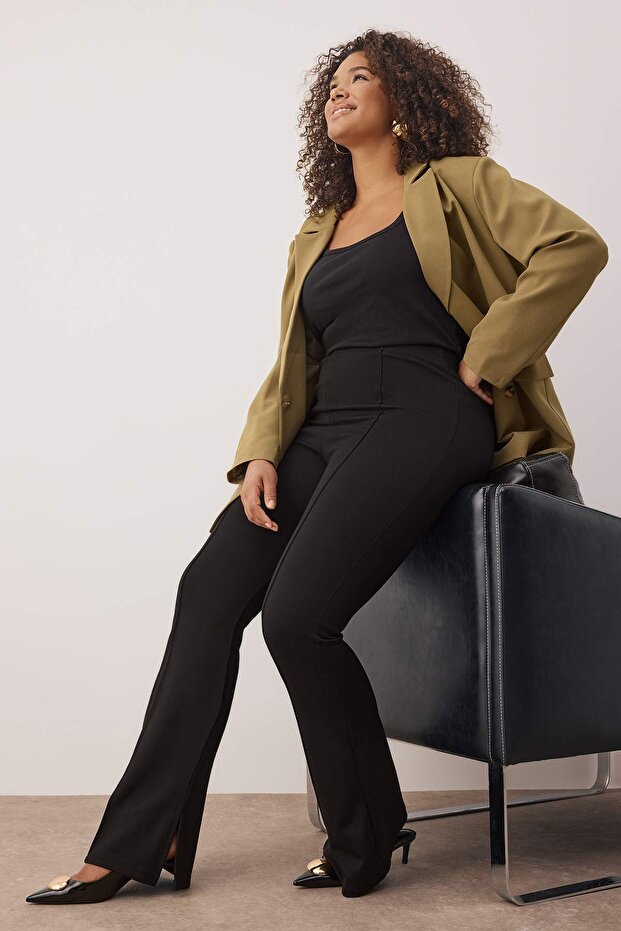 Španělské pletené kalhoty s rozparkem nadměrných velikostí - Tbbaw23Ar00002 - 1