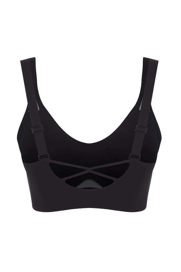 Siyah Dikişsiz Lazer Kesim Görünmez/Hayalet Balensiz Kaplı Bralette Örme Sütyen THMAW26SU00014 - 8