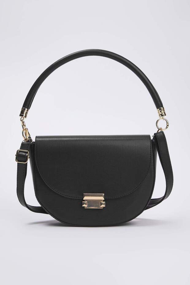 Siyah Metal Toka Detaylı Kadın Mini Boy City Omuz Çanta TAKAW26OC00022 - 4