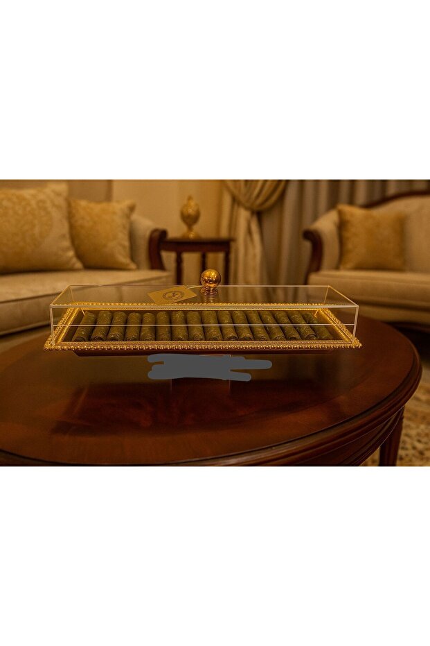 صحن فطائر مستطيل ذهبي غطاء اكرلك - 2