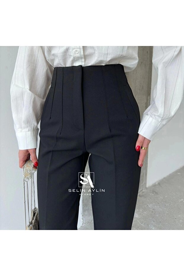 Flatolu Pantolon - Siyah - 3
