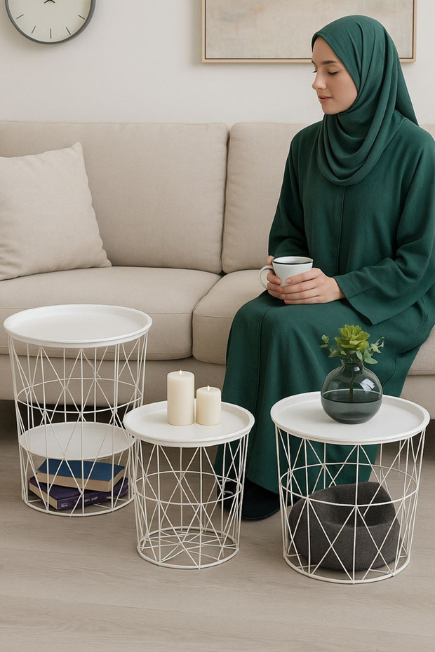 طقم طاولات قهوة جانبية متعددة الاستخدامات - 1