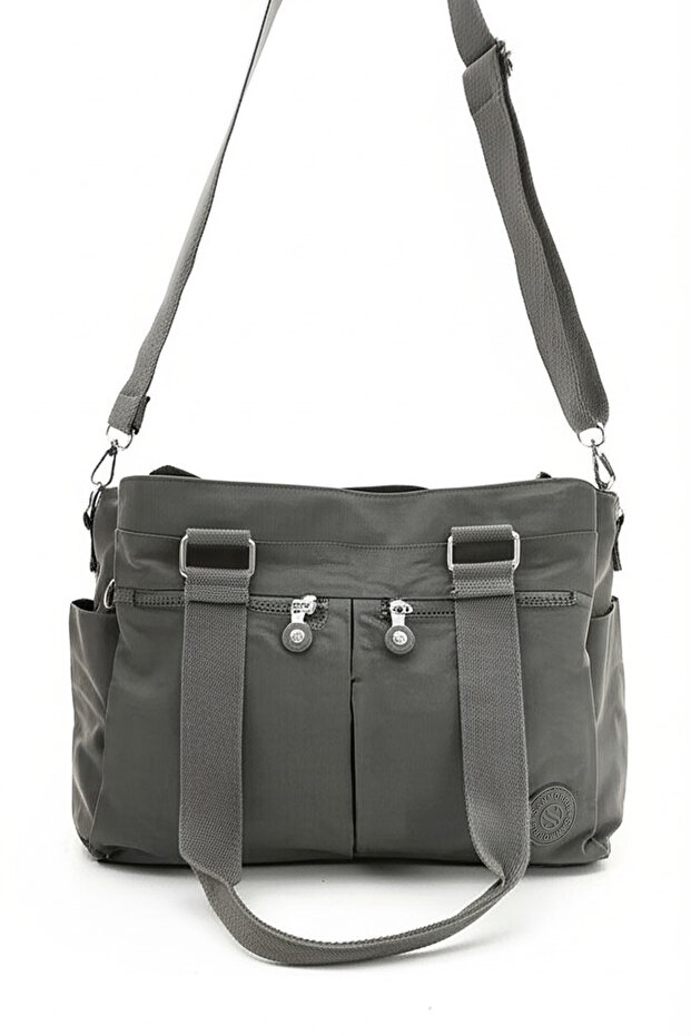 Women's large size 8 compartment water resistant crinkle cross and shoulder bag & university bag