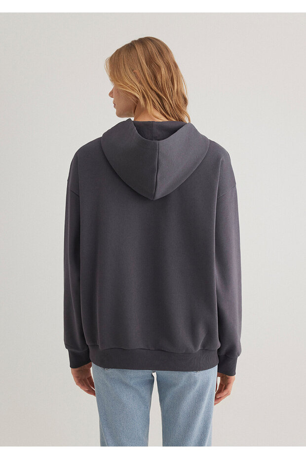 Logo Baskılı Kapüşonlu Antrasit Sweatshirt 1S10243-80932 - 4