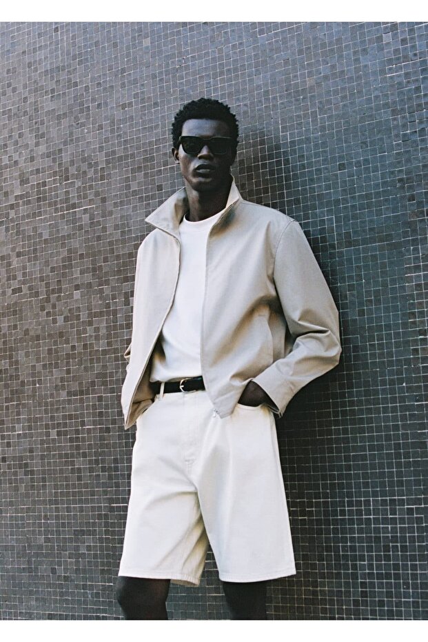 Fermuarlı pamuklu ceket - 7