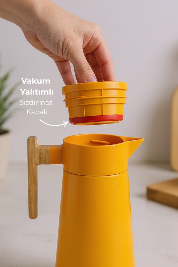 North Bambu Saplı Çelik Termos Turuncu 2 Litre - 4