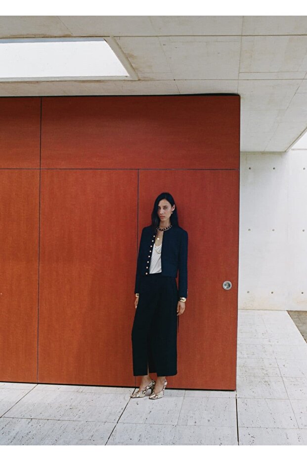 Kırışık görünümlü kruvaze etek - 8