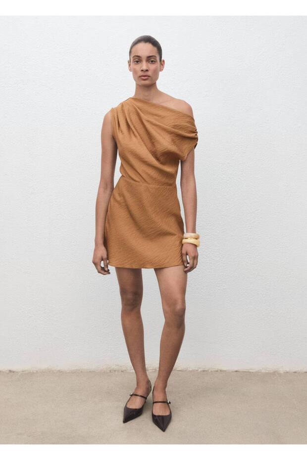 Drapeli asimetrik uzun elbise - 2