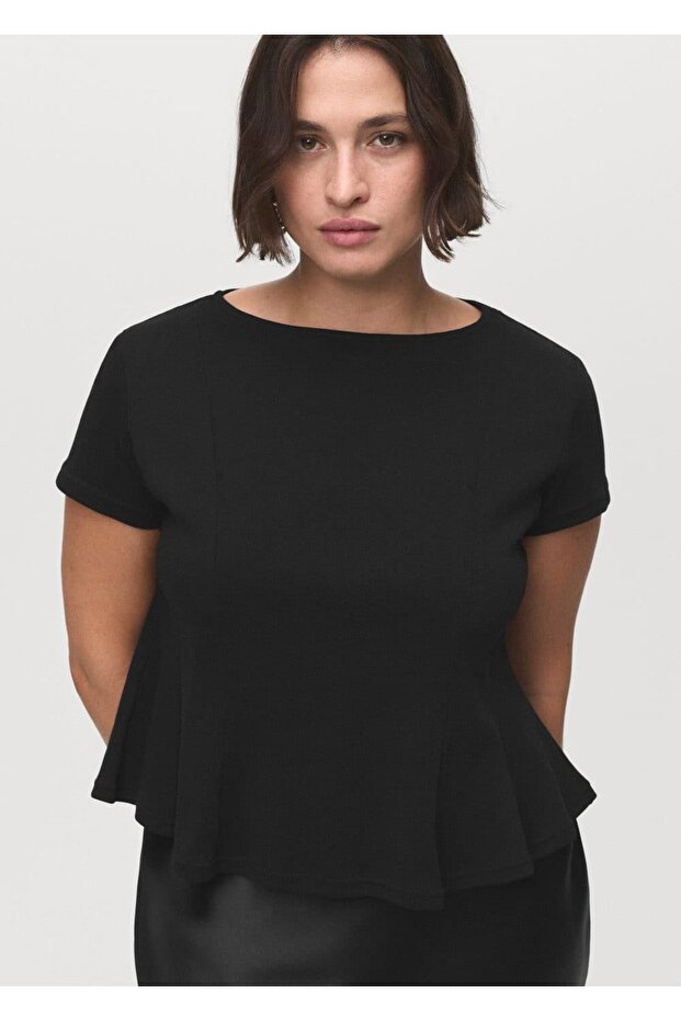 Pamuklu evaze tişört - 6